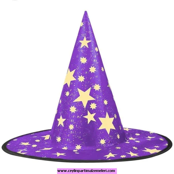 Yıldız Baskılı Cadı Şapkası